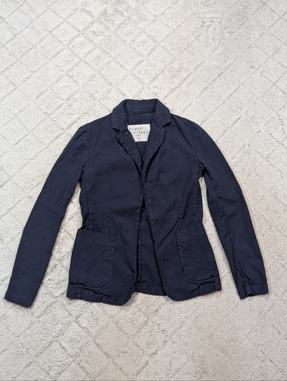 Frank & Eileen Jacket Womens XS Blue Dublin Tailored Blazer Performance Linen